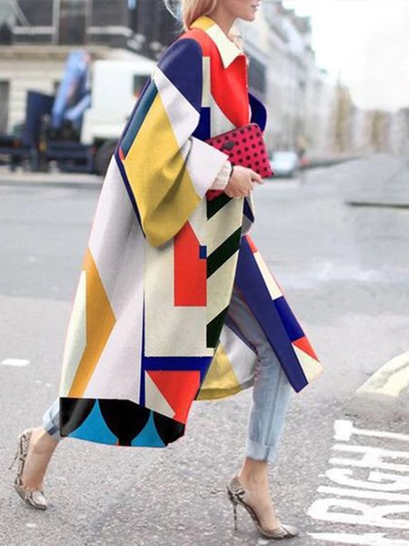 

Long Sleeve Vacation Lapel Abstract Daily Coats, As picture, Coats