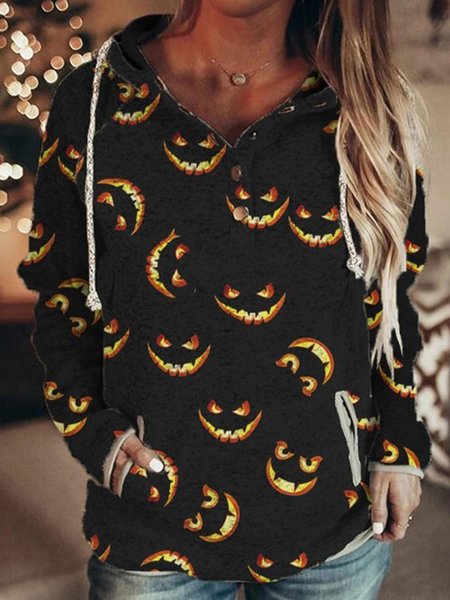 

Halloween Printed Party Hooded Sweatshirt, Black, Hoodies & Sweatshirts
