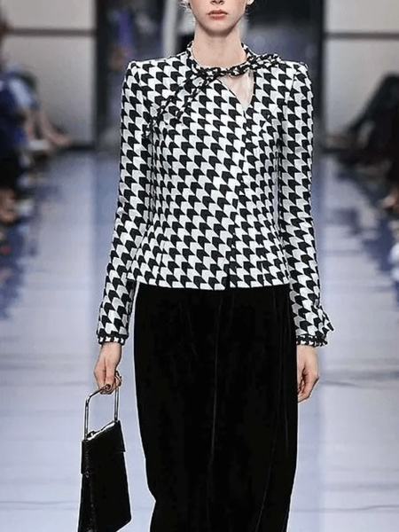

Fall Heart-Shaped Collar Geometric Work Formal Date Mid-weight Jacket, As picture, Blazers