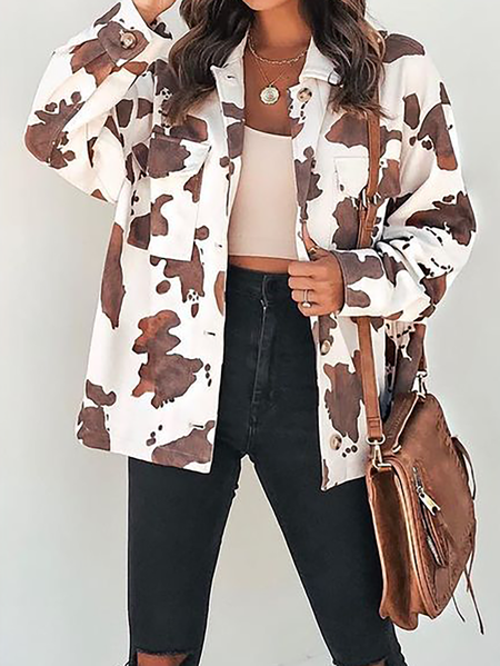

Plus size Printed Casual Outerwear, Multicolor, Coats & Jackets