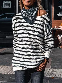 

Cotton Blends Sweater, Black-white, Sweaters & Cardigans