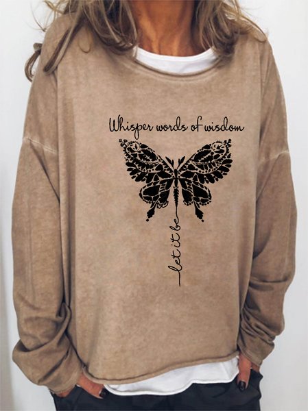 

Whisper Words Of Wisdom Let It Be Hippie Butterfly Women's long sleeve sweatshirt, Light brown, Hoodies&Sweatshirts
