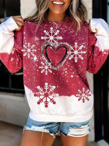 

Casual Fashion Printed Crew Neck Sweatshirt, Red, Hoodies & Sweatshirts
