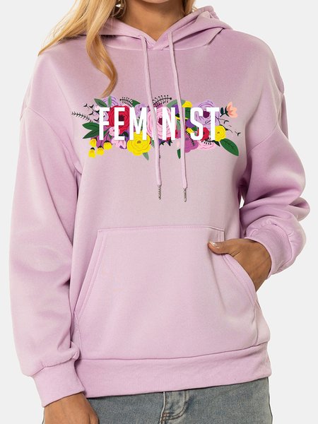 

Unocis Floral Print Long Sleeve Hoodie Sweatshirt, Purple, Hoodies