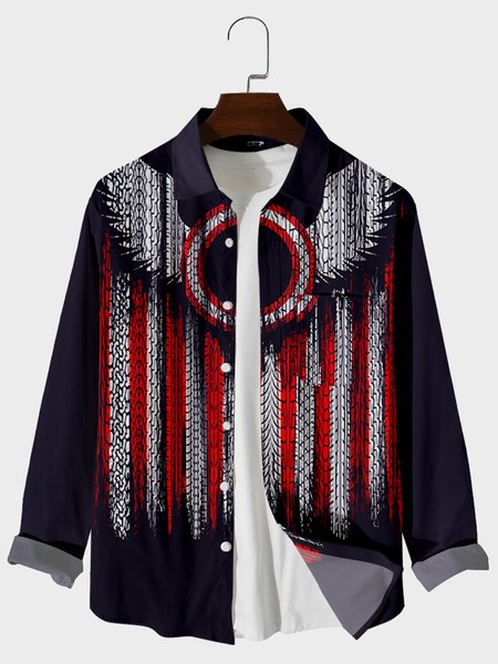 

Long Sleeve Striped Vintage Shirts, As picture, Men's shirts
