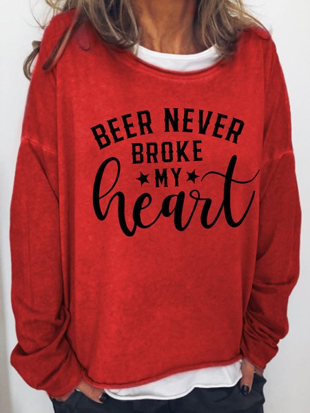 

Beer Never Broke My Heart Casual Sweatshirt, Red, Hoodies&Sweatshirts