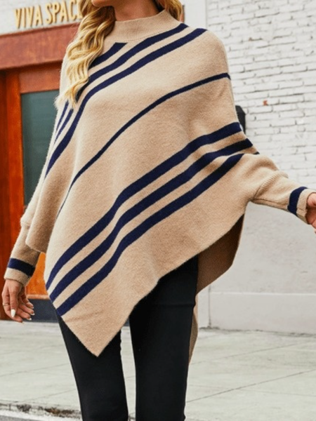 

Fall Simple High Stretch Mid-weight Daily Stand Collar Sweater, Khaki, Pullovers