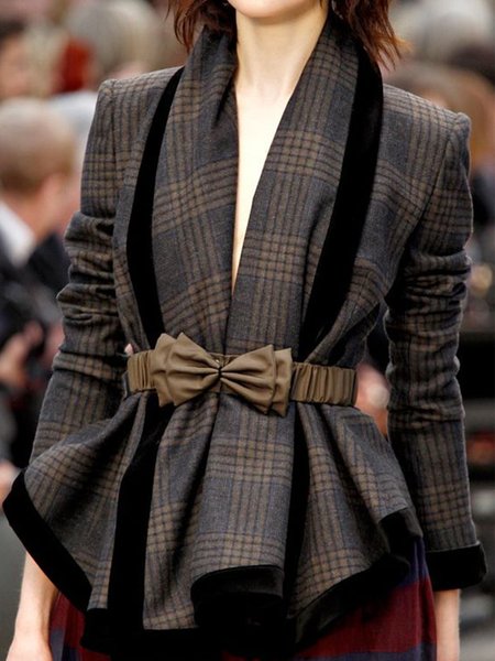 

Elegant Long Sleeve Regular Fit Lapel Outerwear, As picture, Blazers