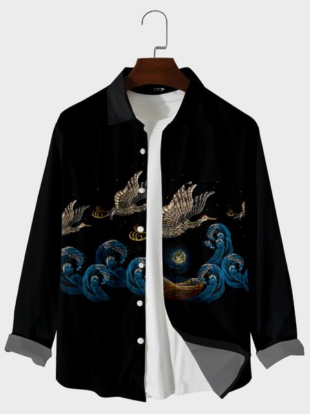 

Long Sleeve Vintage Shirts, Black, Men's shirts