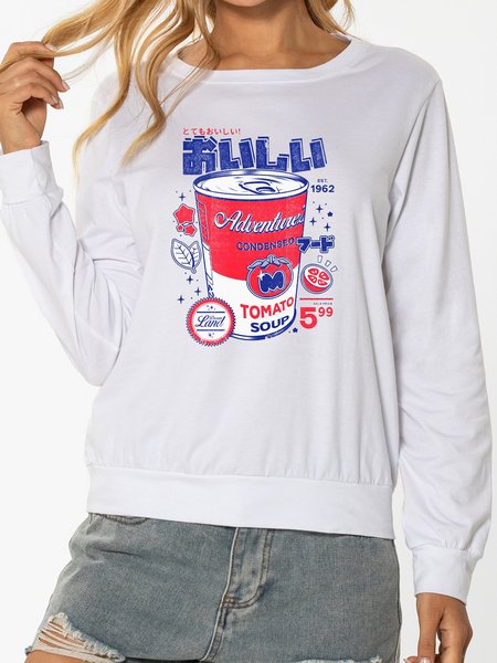 

Unocis Fun Tomato Soup Printed Sweatshirt, White, Sweatshirts