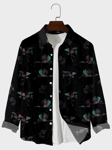 

Long Sleeve Shirt Collar Shirts & Tops, Black, Men's shirts