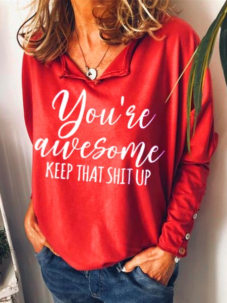 

You Are Awesome Casual Funny Sweatshirt, Red, Hoodies&Sweatshirts