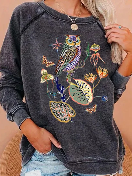 

Casual Loosen Crew Neck Tops, Multicolor, Long sleeve tops