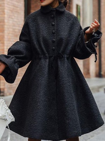 

Long Sleeve Plain Elegant Outerwear, Black, Coats