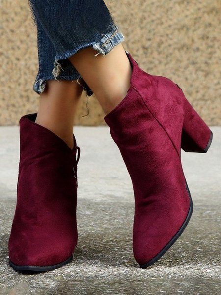 

Simple Suede Zipper Ankle Boots, Wine red, Boots