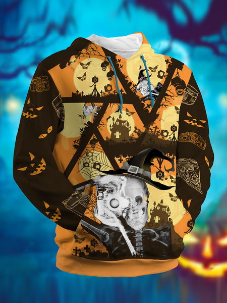 

Halloween Long Sleeve Hooded Starry Sky Sweatshirt, As picture, Hoodies&Sweatshirts