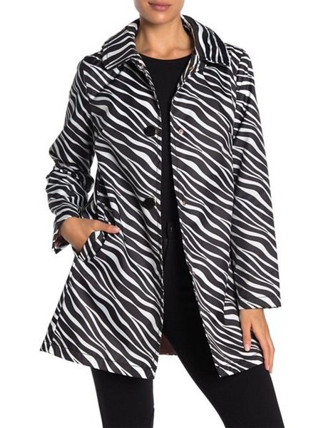 

Casual Basics Zebra Lapel Vintage Outerwear, Black, Blazers