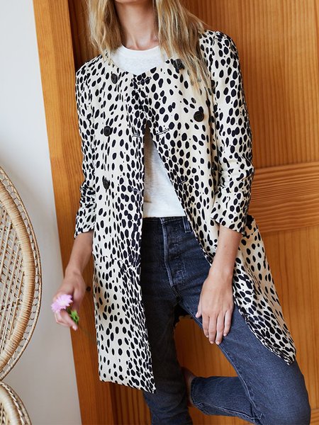 

Elegant Long sleeve Leopard Regular fit Outerwear, Blazers