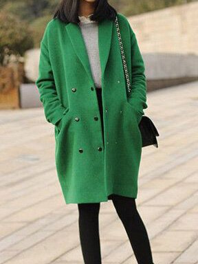 

Allentare Tinta unita Casuale Scarpe Piatte Collo Giubbotto, Verde, overcoat
