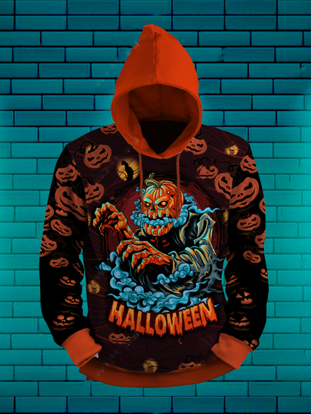 

Halloween Abstract Hooded Party Sweatshirt, As picture, Hoodies&Sweatshirts