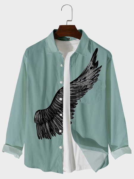 

Shirt Collar Street Shirts & Tops, Green, Blouses&Shirts
