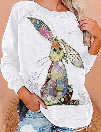 

Animal Cotton Blends Casual Loosen Sweatshirt, White, Hoodies & Sweatshirts