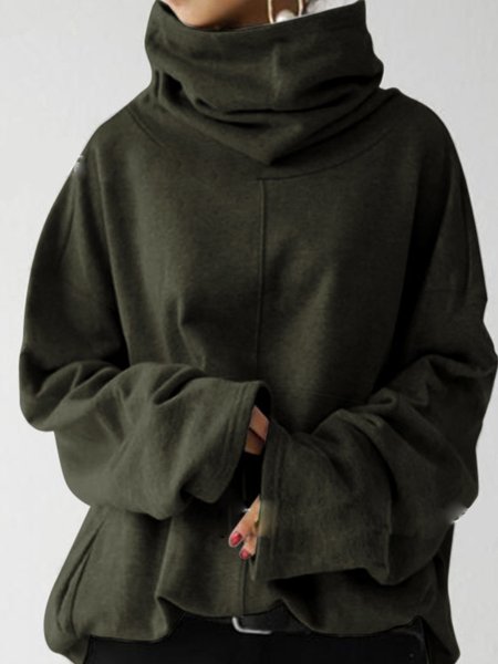

Collo ad anello Allentare Tinta unita Moda Felpa, Verde, Hoodies & Sweatshirts