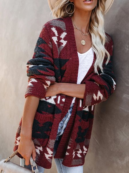 

Elegant Cotton Outerwear, Deep red, Cardigans