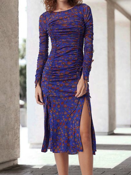 

Regular Fit Crew Neck Floral Dresses, Multicolor, Floral Dresses
