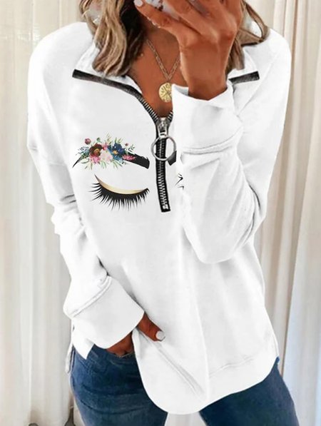 

Stand Collar Casual People Sweatshirts, White, Hoodies & Sweatshirts