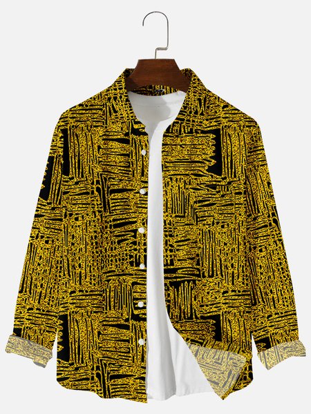 

Long Sleeve Shirt Collar Shirts, Yellow, Men's basic shirt