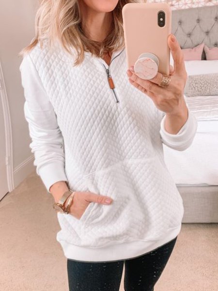 

Casual V Neck Regular Fit Sweatshirt, White, Hoodies & Sweatshirts