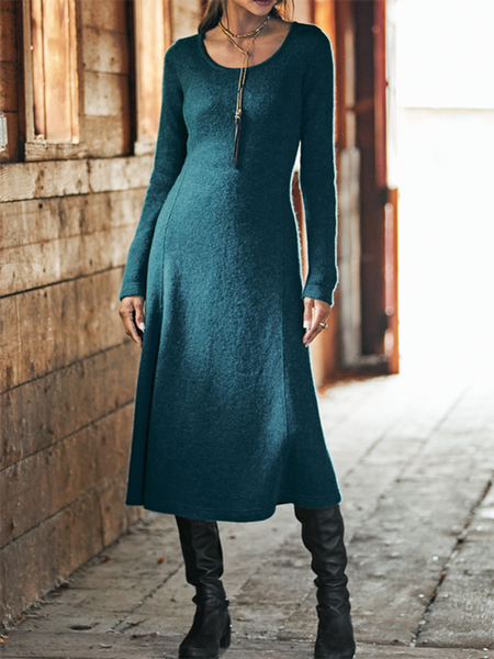 

Solido Maniche Lunghe Girocollo Abito, Come immagine, Midi Dresses