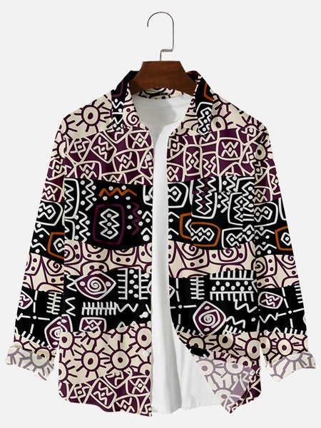 

Long Sleeve Shirt Collar Shirts, Khaki, Men's Floral shirt
