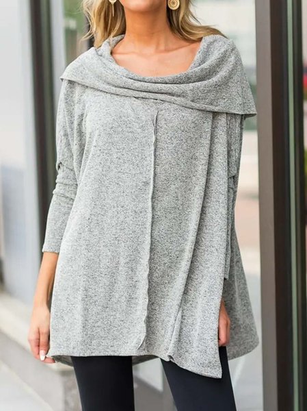 

Cotton Plain Casual Shirts & Tops, Light gray, Tunics
