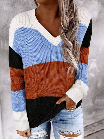 V Neck Sweater, As picture, Sweaters & Cardigans
