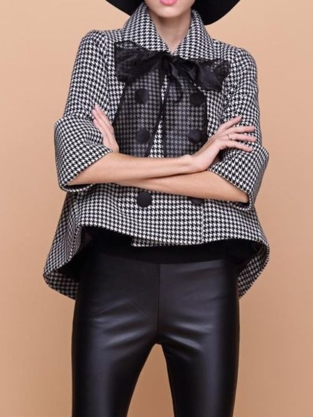 

Fall Elegant Geometric Elegant Lady Shirt Collar Daily Outerwear, As picture, Coats