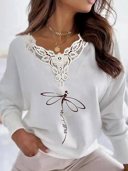 

V Neck Basics Shirts & Tops, White, Tops