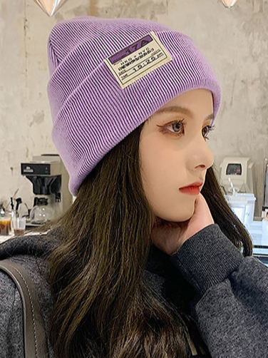 

ニット帽子, Purple, Women Hats