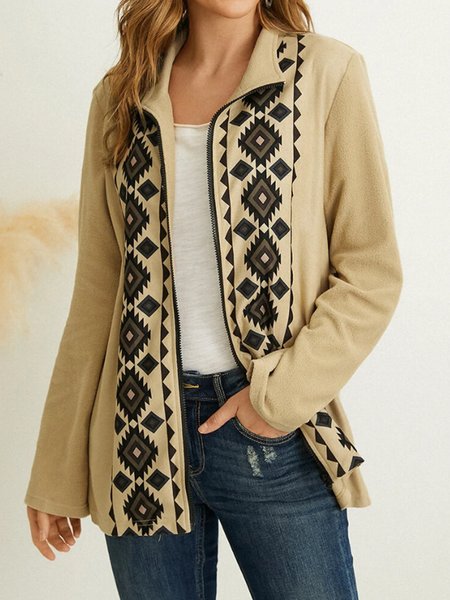

Vintage Casual Elegant Outerwear, Khaki, Outerwear