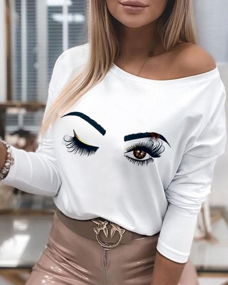 

Casual Eye Loosen Shirts & Tops, White, Tops