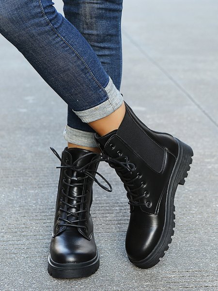 Simple Plain Stitching Martin Boots, As picture, Boots
