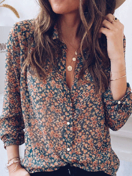 

Casuale Floreale Allentare Top, Come immagine, Blouses & Shirts
