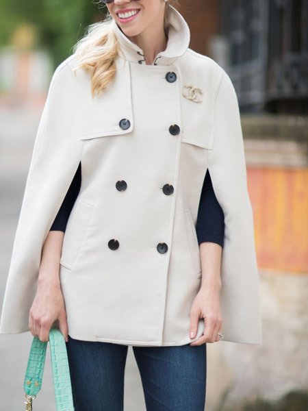 

Regular Fit High Neck Holiday Outerwear, As picture, Coats
