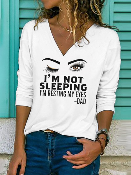 

Plus size V Neck Funny Casual Shirts & Tops, White, T-Shirts