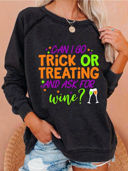 

Trick Or Treating Round Neck Sweatshirt, Black, Hoodies&Sweatshirts