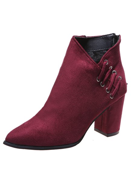 

Casuale Semplice Cucitura Cerniera Stivali, Vino rosso, Boots