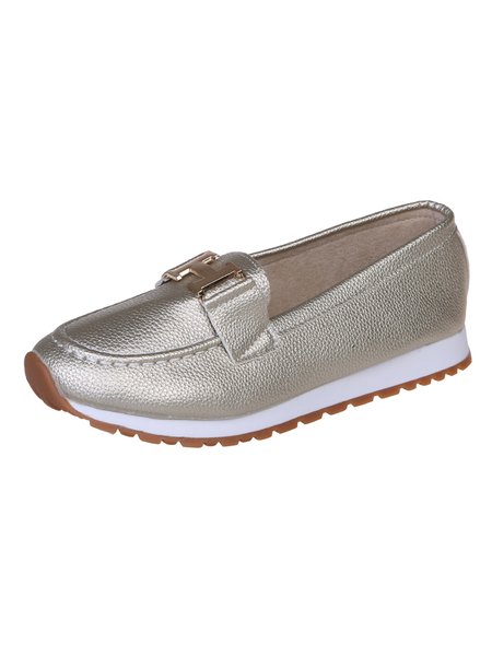 

Simple Letter Wedge Flat Shoes, Golden, Flats