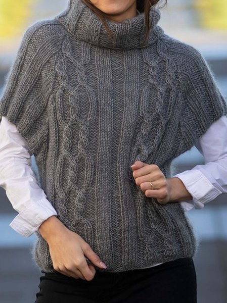 

Wool/Knitting Plain Casual Sweater, Deep gray, Sweaters & Cardigans