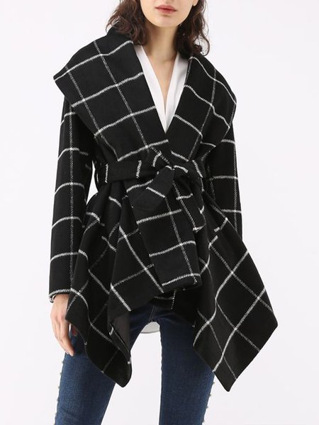 

Long Sleeve Elegant Lapel Outerwear, Black, Coats